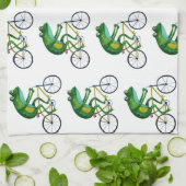 Kikker op fiets theedoek (Gevouwen)