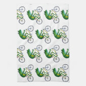 Kikker op fiets theedoek (Verticaal)