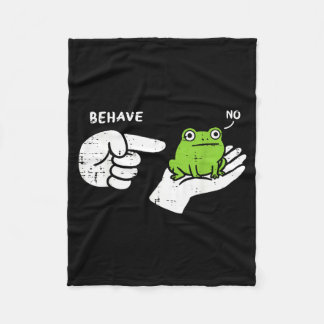 Kikker op hand gedraagt zich grappig meme cartoon fleece deken