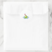 Kikker op Leaf met Insect Ronde Sticker (Tas)