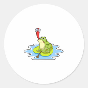 Kikker op Leaf met Insect Ronde Sticker