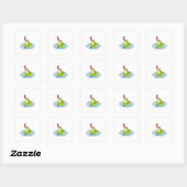 Kikker op Leaf met Insect Vierkante Sticker (Vel)