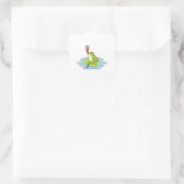 Kikker op Leaf met Insect Vierkante Sticker (Tas)