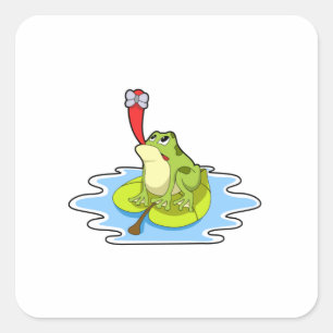 Kikker op Leaf met Insect Vierkante Sticker