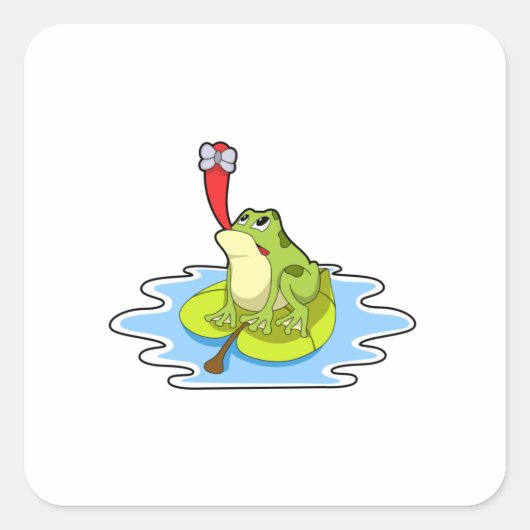 Kikker op Leaf met Insect Vierkante Sticker (Voorkant)