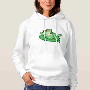 Kikker op Leaf met zonnebril Hoodie
