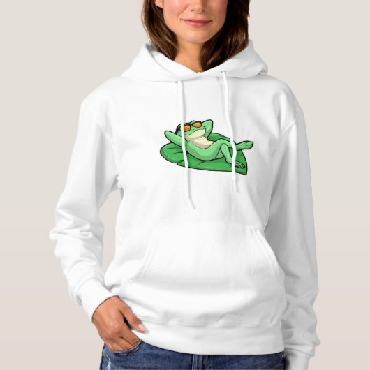 Kikker op Leaf met zonnebril Hoodie (Voorkant)