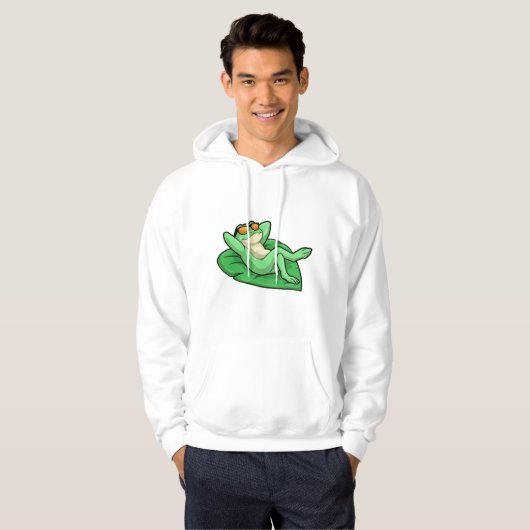 Kikker op Leaf met zonnebril Hoodie (Voorkant volledig)