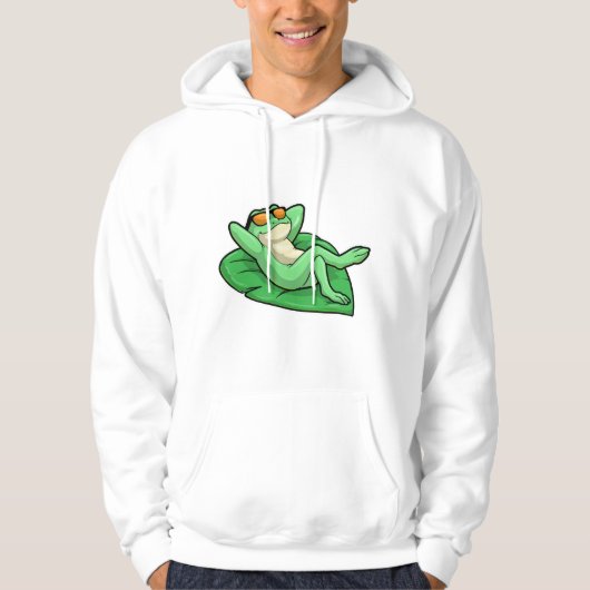 Kikker op Leaf met zonnebril Hoodie (Voorkant)