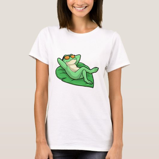 Kikker op Leaf met zonnebril T-shirt (Voorkant)