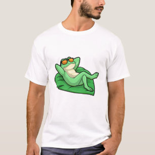 Kikker op Leaf met zonnebril T-shirt