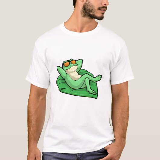 Kikker op Leaf met zonnebril T-shirt (Voorkant)