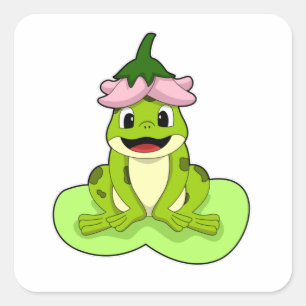 Kikker op Leaf Vierkante Sticker