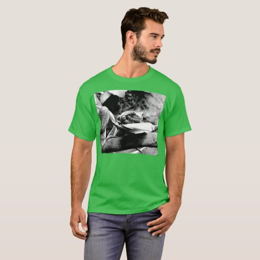 Kikker op leder B+W T-shirt (Voorkant volledig)