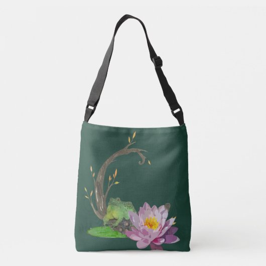 Kikker op Lily Pad Crossbody Tas (Achterkant)