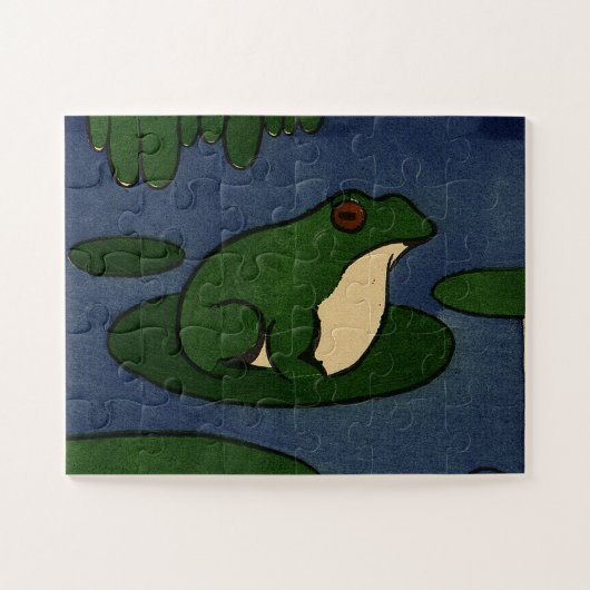 Kikker op Lily Pad in vijver Legpuzzel (Horizontaal)