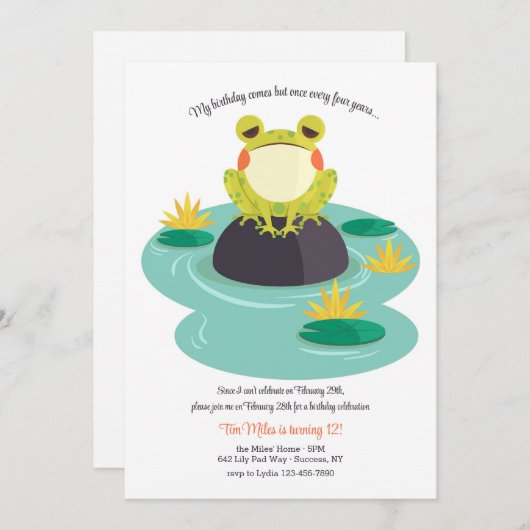 Kikker op Lily Pad Kaart (Voorkant / Achterkant)