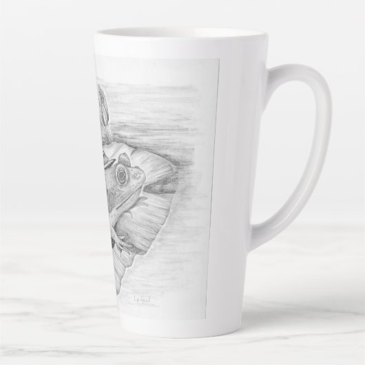 Kikker op Lily Pad Latte Mok (Rechts)