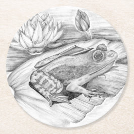 Kikker op Lily Pad Ronde Kartonnen Onderzetter