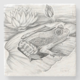 Kikker op Lily Pad Stenen Onderzetter