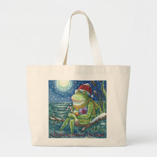 Kikker op log CHRISTMAS-CANVAS TAS