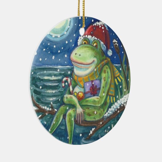 Kikker op log CHRISTMAS ORNAMENT (Rechts)