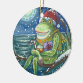 Kikker op log CHRISTMAS ORNAMENT (Links)