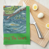 Kikker op log KEUKEN KERSTDOEK Theedoek (Quarter Fold)
