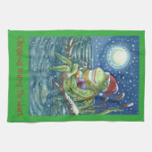 Kikker op log KEUKEN KERSTDOEK Theedoek (Horizontaal)