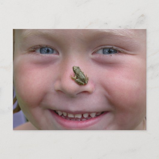 Kikker op neus briefkaart (Voorkant)