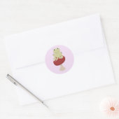 Kikker op Paddenstoel Ronde Sticker (Envelop)