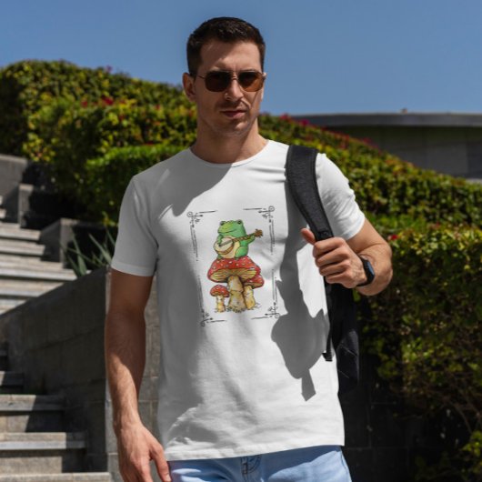 Kikker op paddenstoel t-shirt