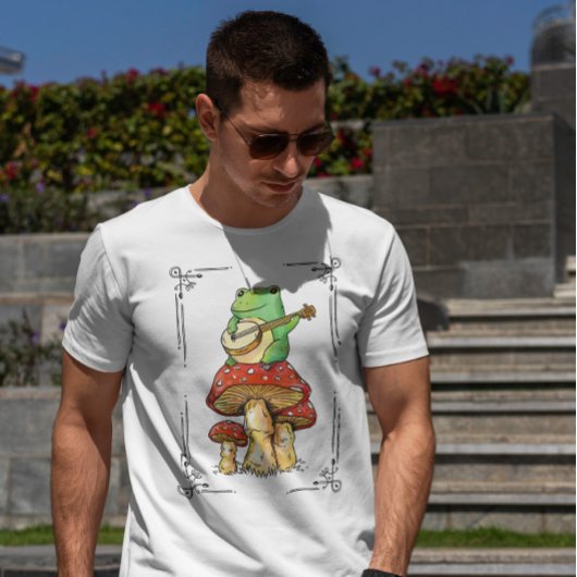 Kikker op paddenstoel t-shirt