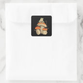 Kikker op paddenstoel vierkante sticker (Tas)