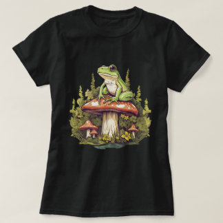 Kikker op paddenstoelen Cottagecore T-shirt