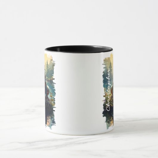 Kikker op rotsbos mok (Midden)