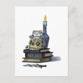 Kikker op schedel met kaars briefkaart (Voorkant)