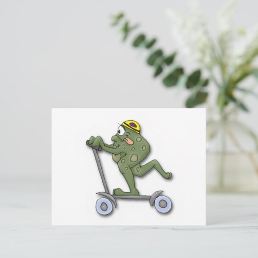 Kikker op scooter briefkaart (Staand voorkant)