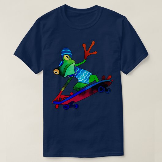Kikker op skateboard t-shirt (Design voorkant)