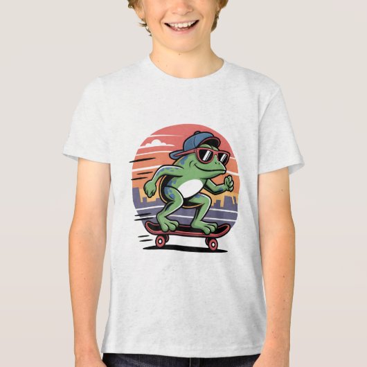 Kikker op skateboard Tri-Blend shirt (Voorkant)