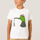 Kikker op Stone bij Gevist met Geviste staaf en vi T-shirt (Voorkant)