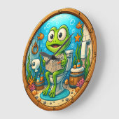 Kikker op Toilet Funny Wood Looking lijst Grote Klok (Hoek)
