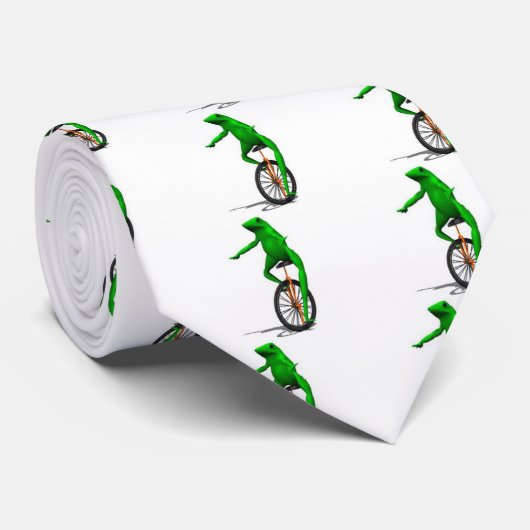 Kikker op Unicycle Meme Stropdas (Opgerold)