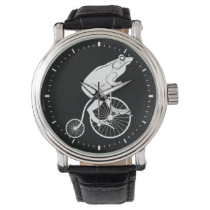 Kikker op Vintage Fiets Horloge