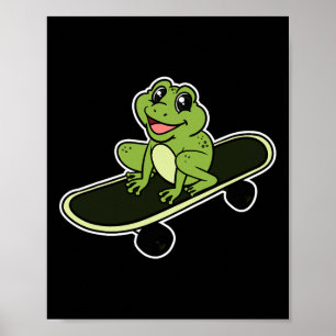 Kikker Pad Amfibie Kikkerachtig Skateboard Skatebo Poster