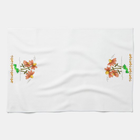 Kikker paddenstoel Floral keukenhanddoek (Horizontaal)