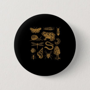Kikker Paddenstoel Motief Vintage Liefhebber Gobli Ronde Button 5,7 Cm
