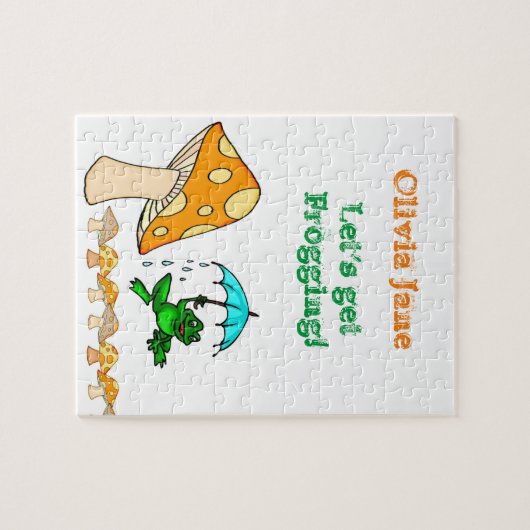 Kikker paddenstoel ribbit Decorative Jigzaag Puzzl Legpuzzel (Horizontaal)