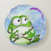 Kikker Paraglider Round Pillow - Fun Rond Kussen (Voorkant)