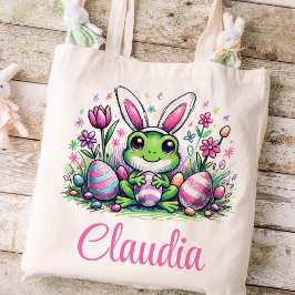 Kikker Pasen Kinder naam Meisjes Konijntje Tote Bag